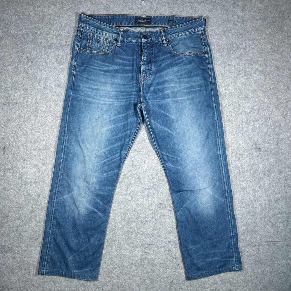 Scotch & Soda Denim jeans Mens 38x34(38x28) Blue Snatch Straight Leg Casual
